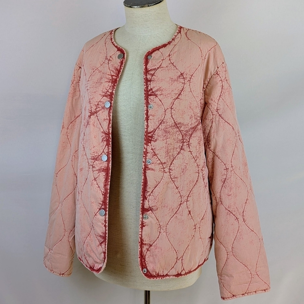 ALLSAINTS Reign Overdyed Onion Quilted Jacket Lightweight Faded Pink Wash 4 NWT - Picture 11 of 16